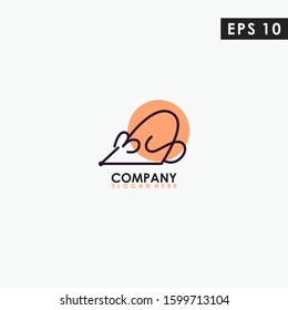 Line Mouse Modern Logo Design Isolated In Shape Colour Vector Illustration