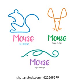 LINE MOUSE RAT LOGO ICON SYMBOL SET