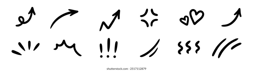Line movement effect element cartoon emotion effect decoration icon Hand drawn cute doodle