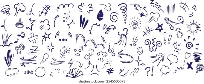 Elemento de efeito de movimento de linha, ícone de decoração de efeito de emoção de desenho animado.