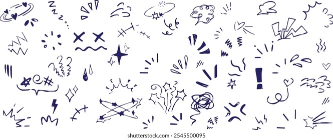 Line movement effect element, cartoon emotion effect decoration icon.
