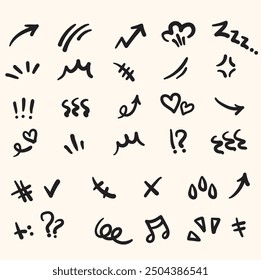 Line movement effect element With illustration style doodle and line art