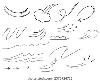 Line movement element decoration icon. Hand drawn doodle line element arrow