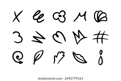 Line movement element set, emotion graphic effects, decoration icons. Doodle line elements. Hand drawn Anime emotion, express shape.