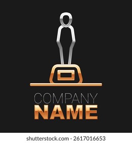 Line Movie trophy icon isolated on black background. Academy award icon. Films and cinema symbol. Colorful outline concept. Vector
