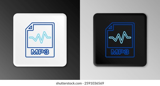 Line MP3 file document. Download mp3 button icon isolated on grey background. Mp3 music format sign. MP3 file symbol. Colorful outline concept. Vector