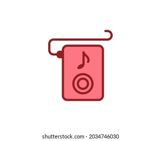 Line MP3 player icon isolated on white background. Outline symbol for website design, mobile application, ui. Electronics pictogram. Vector illustration, editorial stroсk. 