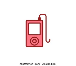 Icono de jugador MP3 de línea aislado en fondo blanco. Símbolo de esquema para diseño de sitio web, aplicación móvil, ui. Pictograma electrónico. Ilustración vectorial, с editorial k. 