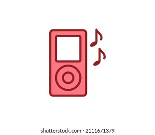 Line MP3 player icon isolated on white background. Outline symbol for website design, mobile application, ui. Electronics pictogram. Vector illustration, editorial stroсk. 