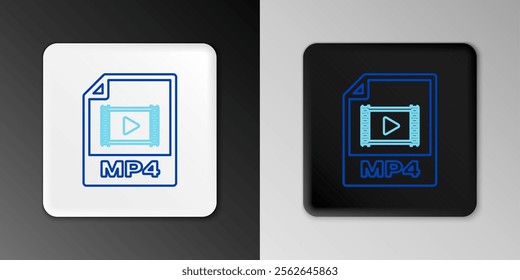 Line MP4 file document. Download mp4 button icon isolated on grey background. MP4 file symbol. Colorful outline concept. Vector