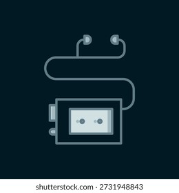 Line Museum audio guide icon isolated on black background. Headphones for excursions. Flat filled outline style with shadow. Vector