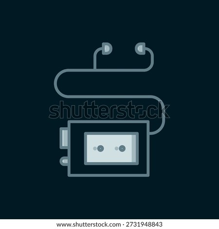 Line Museum audio guide icon isolated on black background. Headphones for excursions. Flat filled outline style with shadow. Vector