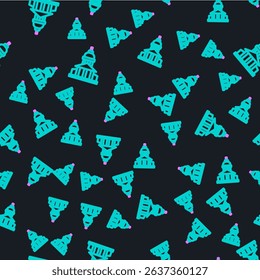Line Museum building icon isolated seamless pattern on black background.  Vector