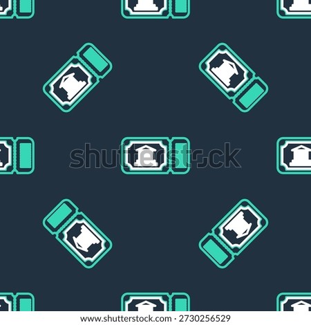 Line Museum ticket icon isolated seamless pattern on black background. History museum ticket coupon event admit exhibition excursion.  Vector