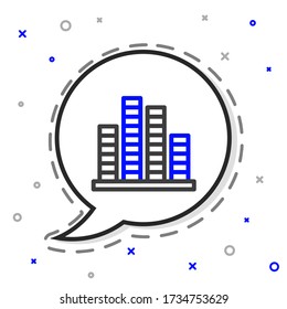 Icono de ecualizador de música de línea aislado en fondo blanco. Ola sonora. Tecnología de ecualizador digital de audio, panel de consola, musical de pulso. Concepto de esquema colorido. Ilustración vectorial