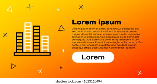 Line Music equalizer icon isolated on yellow background. Sound wave. Audio digital equalizer technology, console panel, pulse musical. Colorful outline concept. Vector Illustration
