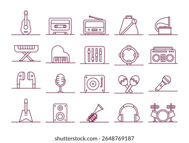 Line Music Instrument Icon Element