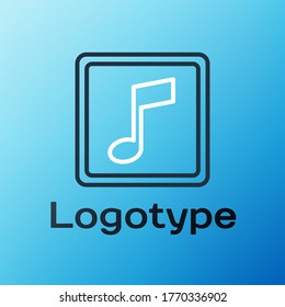 Line Music note, tone icon isolated on blue background. Colorful outline concept. Vector Illustration