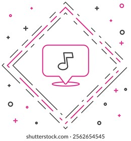Line Music note, tone icon isolated on white background. Colorful outline concept. Vector