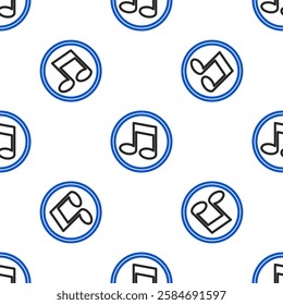 Line Music note, tone icon isolated seamless pattern on white background. Colorful outline concept. Vector