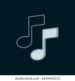Line Music note, tone icon isolated on black background. Flat filled outline style with shadow. Vector