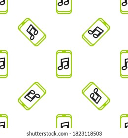 Line Music player icon isolated seamless pattern on white background. Portable music device.  Vector Illustration