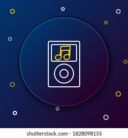 Line Music player icon isolated on blue background. Portable music device. Colorful outline concept. Vector