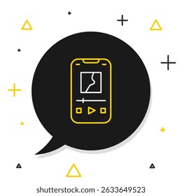 Line Music player icon isolated on white background. Portable music device. Colorful outline concept. Vector