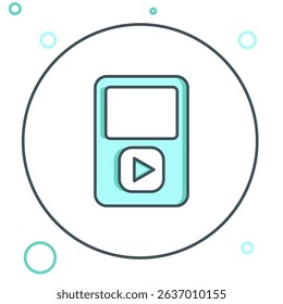 Line Music player icon isolated on white background. Portable music device. Colorful outline concept. Vector