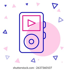 Line Music player icon isolated on white background. Portable music device. Colorful outline concept. Vector