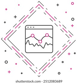 Icono de ecualizador de onda de música de línea aislado sobre fondo blanco. Onda sonora. Tecnología de ecualizador digital de audio, panel de consola, pulso musical. Concepto de contorno colorido. Vector