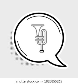 Line Musical instrument trumpet icon isolated on grey background. Colorful outline concept. Vector