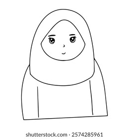 Line muslim girls cartoon design illustration