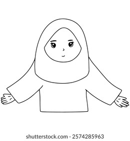 Line muslim girls cartoon design illustration