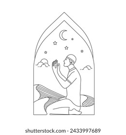 Line muslim praying minimalis design