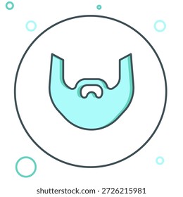 Linha Ícone de bigode e barba isolado no fundo branco. Símbolo de barbearia. Estilo de cabelo facial. Conceito de contorno colorido. Vetor