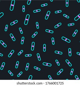 Line Nail file icon isolated seamless pattern on black background. Manicure tool.  Vector Illustration