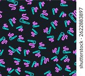 Line Native American indian smoking pipe icon isolated seamless pattern on black background.  Vector