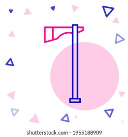 Line Native American Tomahawk Axt Symbol einzeln auf weißem Hintergrund. Farbiges Rahmenkonzept. Vektorgrafik