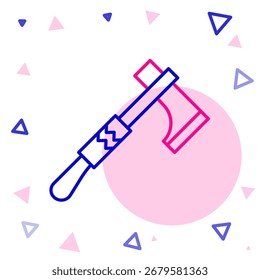 Icono de hacha de tomahawk nativo americano aislado sobre fondo blanco. Concepto de contorno colorido. Ilustración vectorial