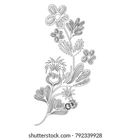 line natural branches flowers with leaves decoration