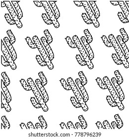 line natural cactus plants background design