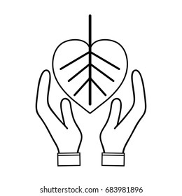 line natural leaf to conservation the environment in the hands