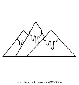 line natural mountains with snow in the tip design