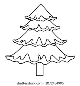 line natural pine tree with stalk and leaves