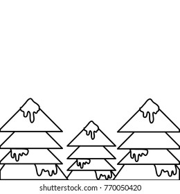 line natural pines trees with snow design