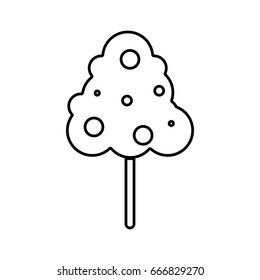 line natural tree with fruits botany icons