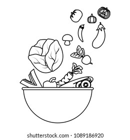line natural vegetables organic food inside bowl