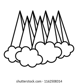 line nature isometric mountains and clouds landscape