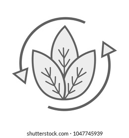 line nature leaves plant with arrows cycle to conservation